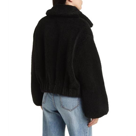 NEW FREE PEOPLE get cozy teddy jacket in black - Picture 4 of 5